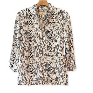 Sport Haley Sz S NWT Beige Snakeskin Long Sleeve UPF Fabric Golf Tennis Polo